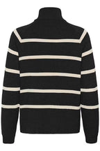 Dela Button Pullover Black Stripe