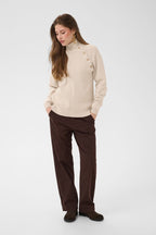 Dela Button Pullover Oat Melange
