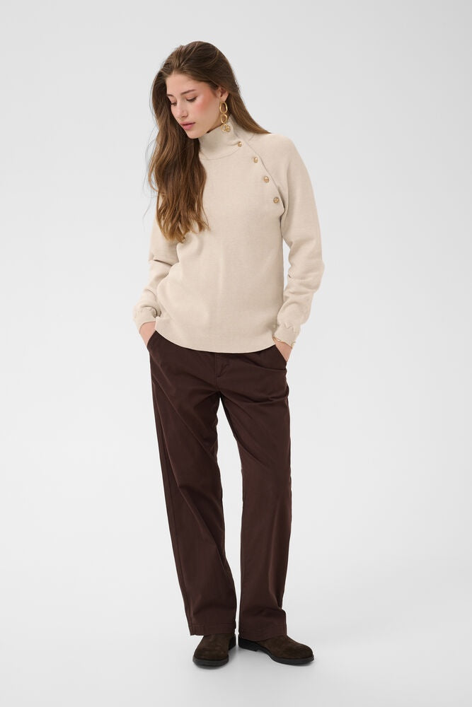 Dela Button Pullover Oat Melange