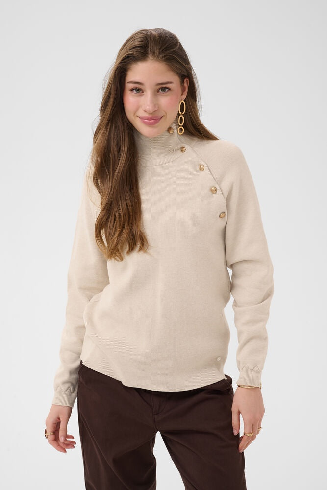 Dela Button Pullover Oat Melange