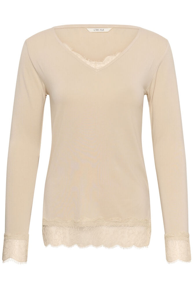 Alvaia LS Lace Tshirt Oatmeal