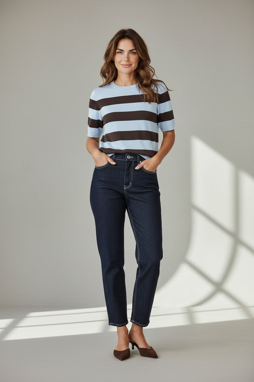 Lizza Striped Knit Blue & Brown
